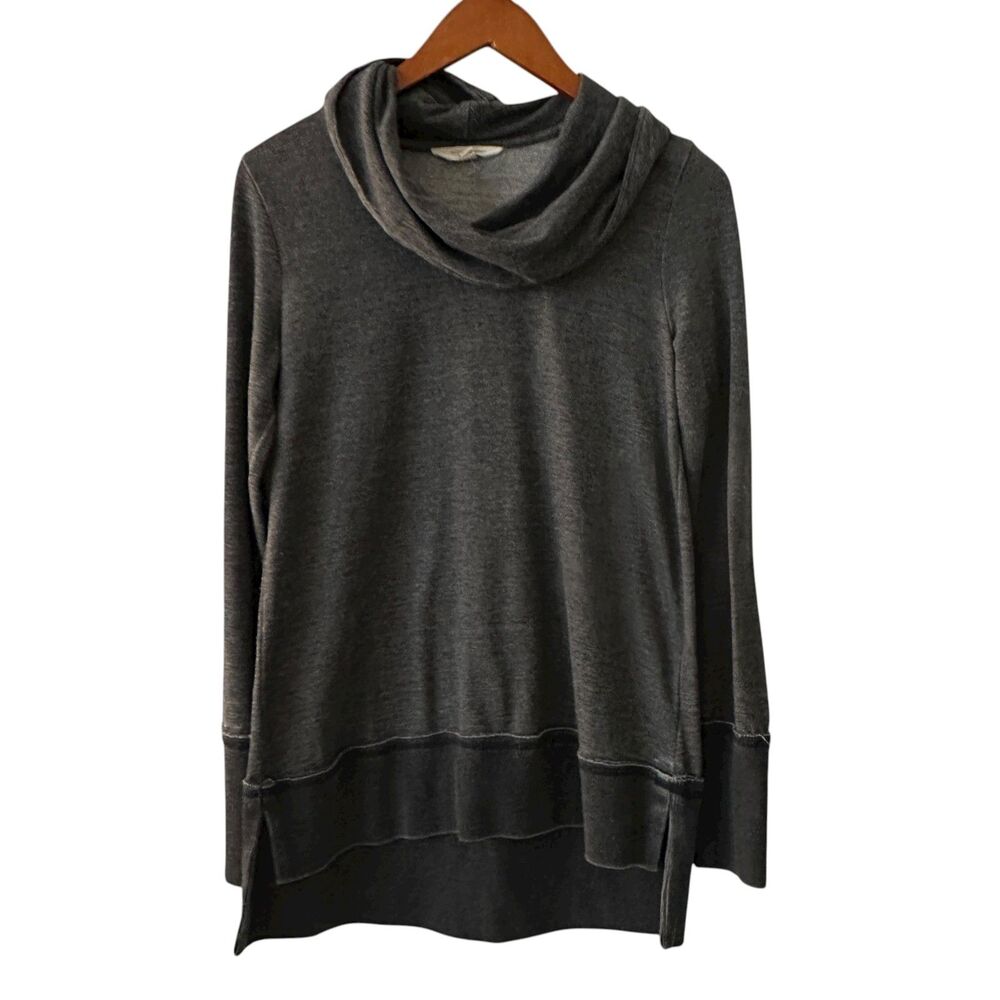Lucky Brand Grey Oversized Mock Neck Long Sleeve Tunic Shirt Size S